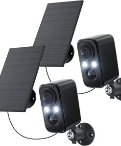 2K Camera Surveillance WiFi , Camera Surveillance WiFi Exterieure sans Fil avec Panneau Solaire, Vision Nocturne Couleur, Détection Humaine, Toute L'année de Protection,Caméra de sécurité extérieure sans Fil (kit de 2 caméras WiFi)
