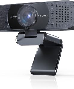 eMeet Webcam 4K 3-en-1, Webcam C980 Pro 4K avec 4 Microphones anTibruit et 2 Haut-parleurs, Grand Angle 60°-98°, Mise au Point Fixe, Camera PC Idéale pour Les Appels Vidéo de Groupe et Individuels