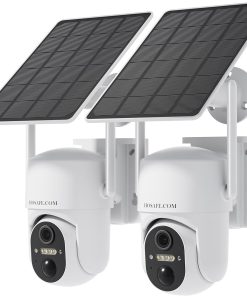 HOSAFE.COM Camera Exterieur sans Fil Solaire, Camera Surveillance WiFi Exterieure sans Fil, 2K Camera Solaire, Alarme de Détection de Mouvement, Vision Nocturne en Couleur, Audio 2 Voies, Paquet de 2