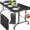 KESSER® Table de buffet, pliable, en plastique, 183 x 76 cm, idéale pour le camping, les fêtes, le jardin, la terrasse et le balcon, pour 6 personnes, avec poignée de transport, anthracite