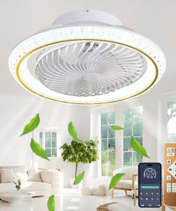 Ventilateur de plafond avec lumière sans pales Ø 49 cm, ventilateur oscillant silencieux avec télécommande et application, LED lampe de plafond à atténuation continue pour salle de séjour, étude