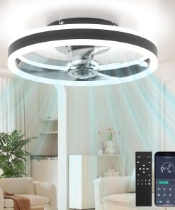 Ventilateur de Plafond avec Lumière,50cm 50W,Télécommande & Contrôle APP,3 Températures de Couleur,6 Vitesses et vent Réversible,Silencieux,Pour Cuisine,Salon,Chambre