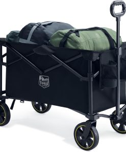 TIMBER RIDGE Chariot Camping Pliable 200L avec Porte-gobelet Poignée Réglable Chariot de Jardin pour Tous Les Terrains Extérieur Camping Shopping Pêche Charge Max 100kg