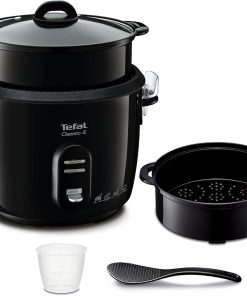 Tefal Classic 2 Cuiseur à riz, 5 L, 1,5 kg de riz, Automatique, Maintien au chaud, Sans surveillance, Cuve antiadhésive, Nettoyage facile, Panier vapeur, Noir RK103811