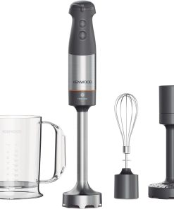 Kenwood HBM60.007GY, Mixeur Plongeant avec accessoires fouet en métal, bécher avec bec verseur, presse-purée métallique, 2 vitesses, 1000W, système Triblade, Tige XL, poignée SureGrip