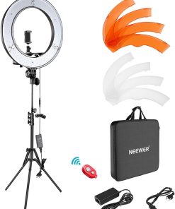 Neewer Caméra Photo Vidéo Eclairage Kit : 48cm Extérieur 52W 5500K Réglable LED Lumière Anneau, Trépied d'Eclairage, Récepteur Bluetooth pour Self-portrait Vidéo Tournage Smartphone, YouTube, Vine