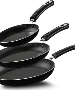 KICHLY Poêles antiadhésives - Ensemble de 3 poêles professionnelles pour plaques à induction - Ustensiles de cuisine antiadhésifs pour plaques à induction