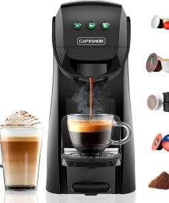 Warriors1 Cafetières Capsule 5en1 pour Dolce Gusto, Nespresso, Lavazza A Modo Mio, FAP Espresso Point et Café Moulu, 20bar, 0,8L, Température et Quantité Réglable, Machine à Café pour Maison et Bureau