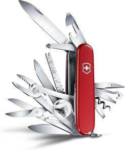 Victorinox Swiss Champ, Swiss Army Knife, Couteau de Poche Suisse, Léger, Multitool, 33 Fonctions, Lame, Ciseaux, Tire Bouchon, Rouge