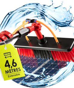 Perche Télescopique Nettoyage Panneaux solaires, Extensible à 4,60 metres, Brosse telescopique toiture avec Tuyau Intérieur Balai telescopique pour Toit