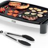 LEBENLANG Plancha électrique 2000W - Incl. Pince à griller I 45x30cm I Grill electrique pour exterieur & intérieur I Grills électriques inox xxl Planchas de table Barbecue extérieur camping Grillade
