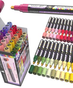 Marqueurs de peinture acrylique Wildflower Colors Studio Color Series - Paquet de 28 - Pointe moyenne 3 mm - Peinture sur roche, verre, tasses, bois, métal, toile, bricolage, détails - Non...