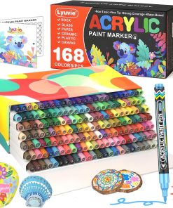 168 Couleur Feutres Acryliques,Marqueur Peinture Acrylique avec Pointe Extra Fine de 0,7 mm,Permanent Stylo Peinture Acrylique pour Textile Galets Verre Métal Tissu Bois Céramique