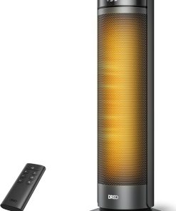DREO Chauffage Tour 23 Pouces 2000W Silencieux, Radiateur Portable avec Télécommande, Oscillation 70°, Minuterie 12H, 5 Modes, Chauffage Céramique PTC avec Thermostat pour Bureau et Grande Pièce