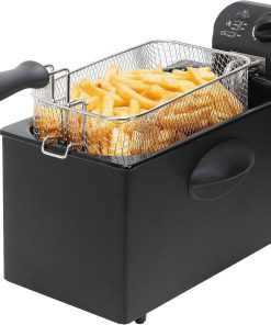 Bestron Friteuse à huile avec technologie zone froide, 3,5 litres, Avec régulateur de température, Lavable au lave-vaisselle, 2000 Watts, Aluminium, Couleur: Noir