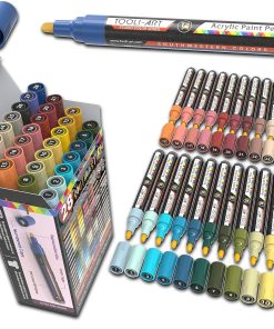 TOOLI-ART Lot de 28 marqueurs de peinture acrylique Pointe moyenne 3 mm, pour peinture sur pierre, verre, bois, métal, toile - Couleurs Sud-Ouest - Non toxiques, à base d'eau, séchage rapide